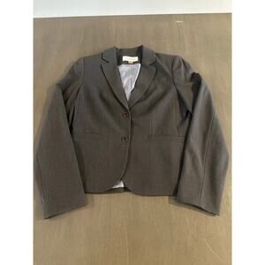 Calvin Klein Blazer Women 6 Gray Long Sleeve Metal Button Front Jacket Stretch